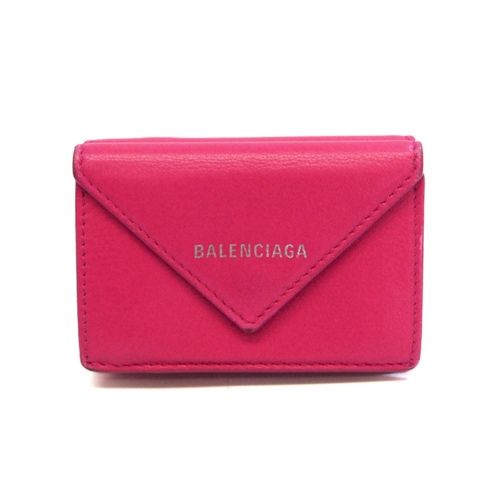 Pre-Owned Balenciaga BALENCIAGA Paper Manny Zip Around Hook Long Wallet  Leather Red 371661 (Good) - Walmart.com